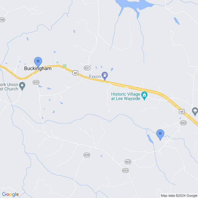 Map of veterinarians in Buckingham, VA