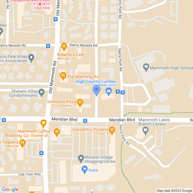 Map of veterinarians in Mammoth Lakes, CA