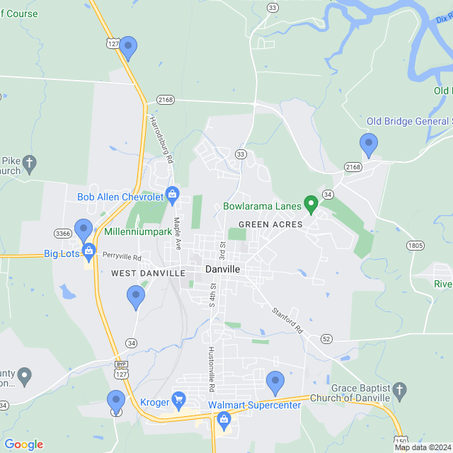Map of veterinarians in Danville, KY