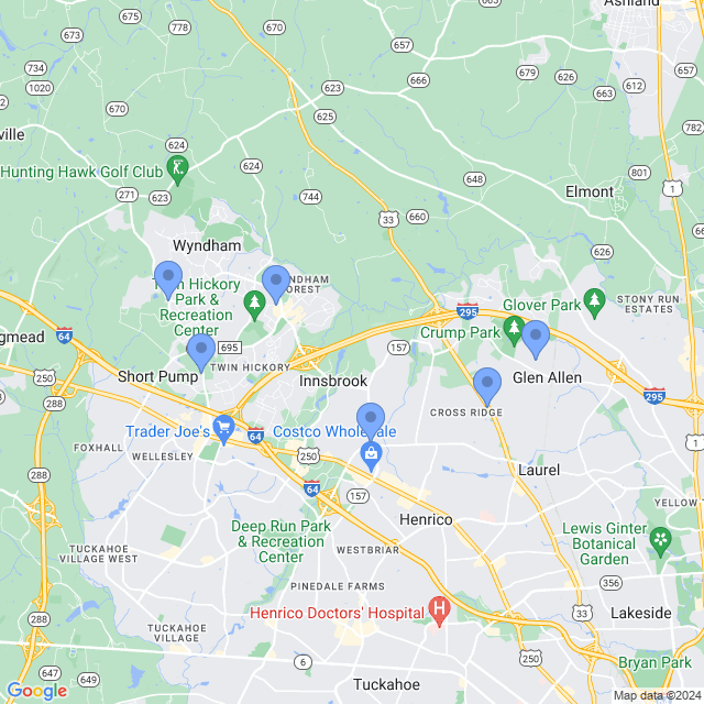 Map of veterinarians in Glen Allen, VA