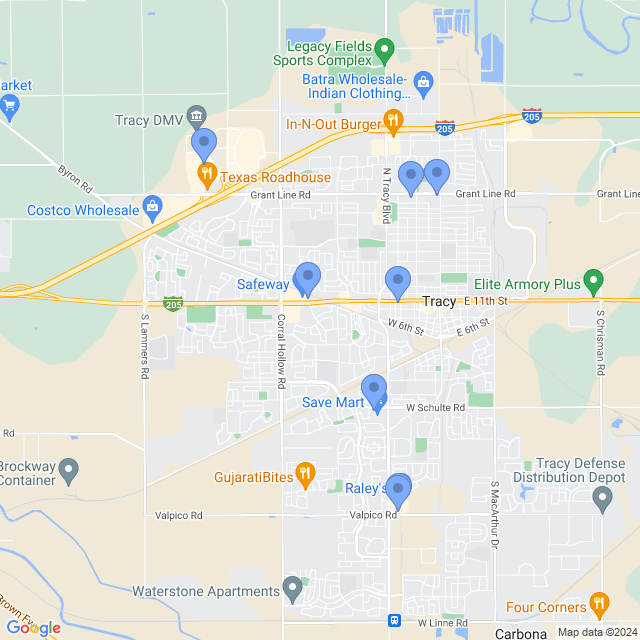 Map of veterinarians in Tracy, CA