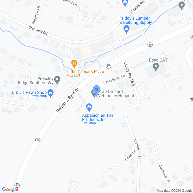 Map of veterinarians in Crab Orchard, WV