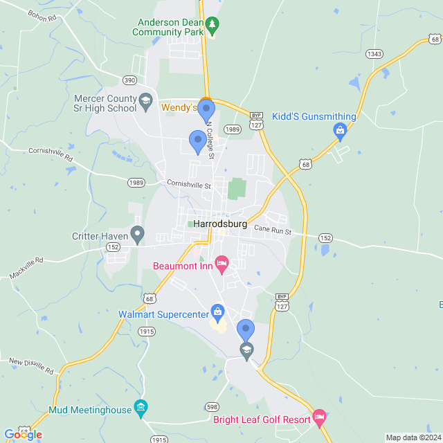 Map of veterinarians in Harrodsburg, KY