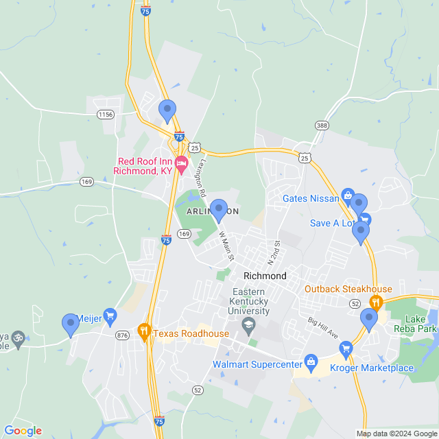 Map of veterinarians in Richmond, KY