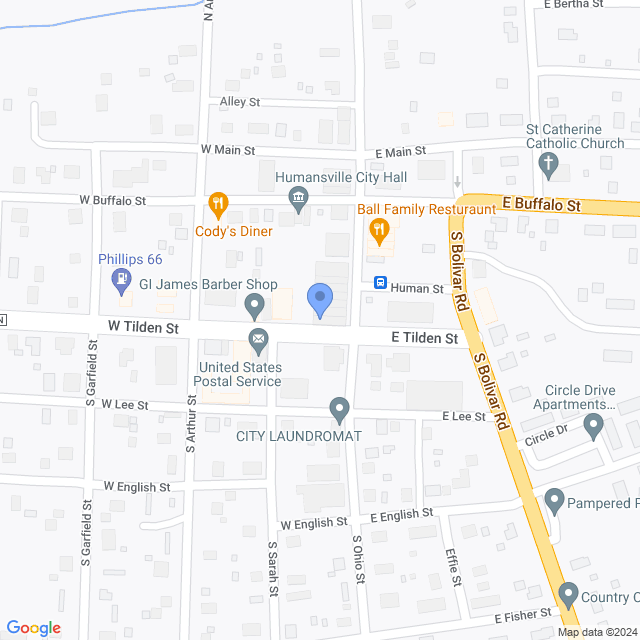 Map of veterinarians in Humansville, MO