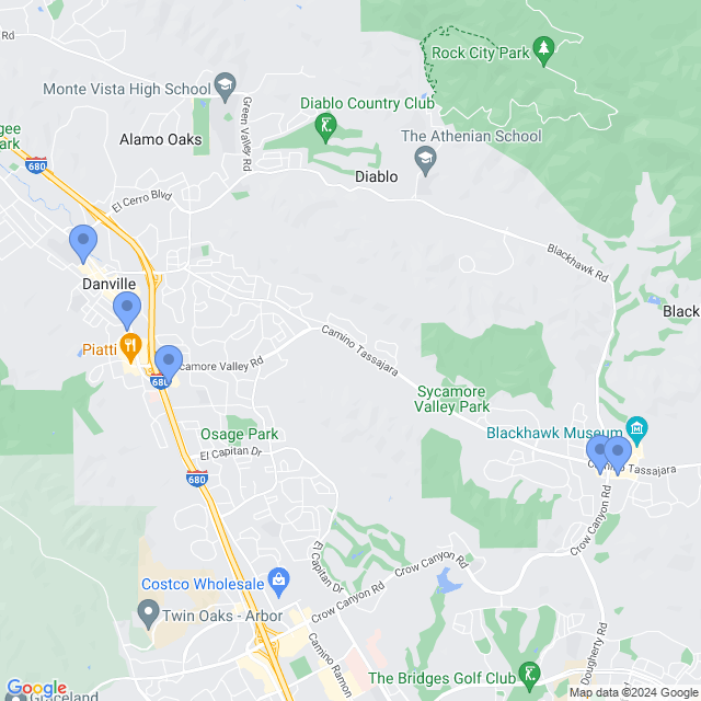 Map of veterinarians in Danville, CA