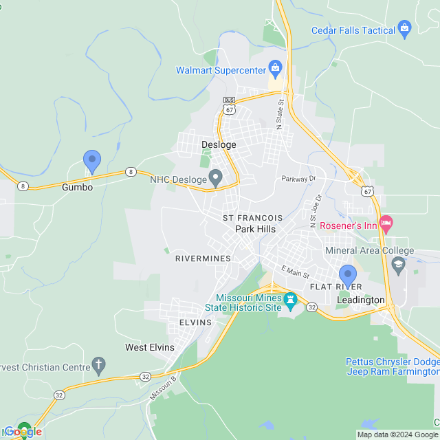 Map of veterinarians in Park Hills, MO