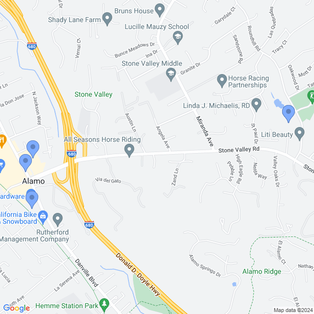 Map of veterinarians in Alamo, CA