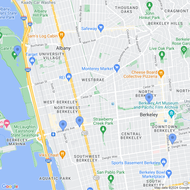 Map of veterinarians in Berkeley, CA