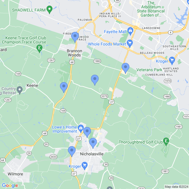 Map of veterinarians in Nicholasville, KY