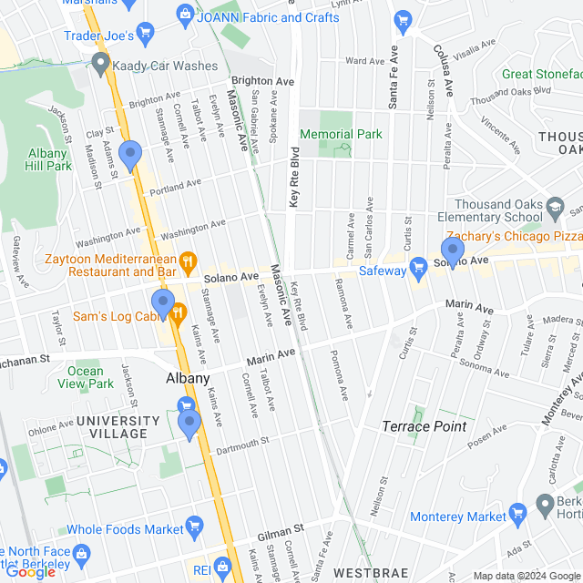 Map of veterinarians in Albany, CA