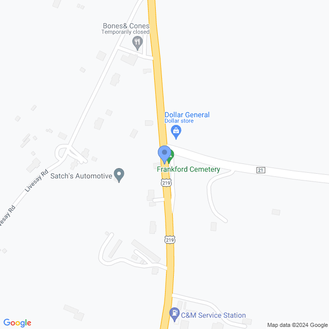 Map of veterinarians in Frankford, WV