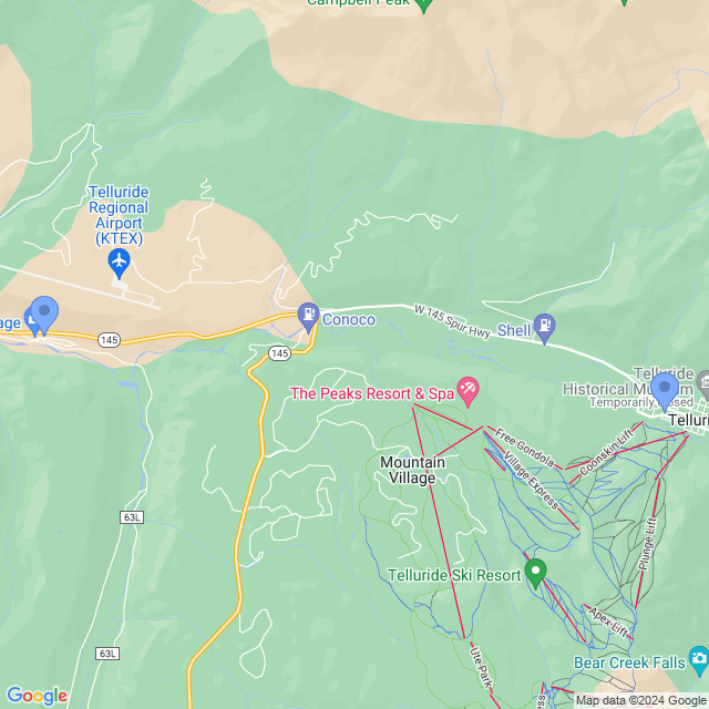 Map of veterinarians in Telluride, CO