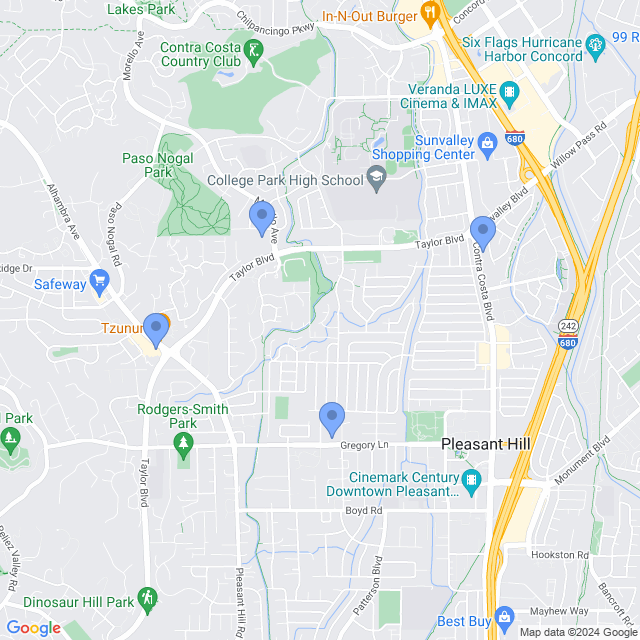 Map of veterinarians in Pleasant Hill, CA