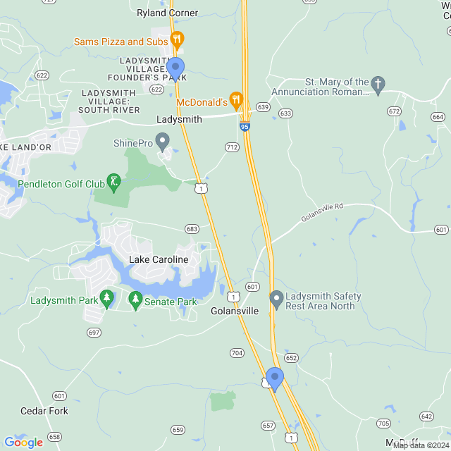Map of veterinarians in Ruther Glen, VA