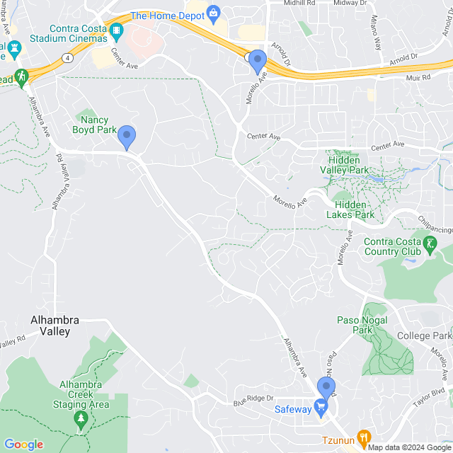 Map of veterinarians in Martinez, CA