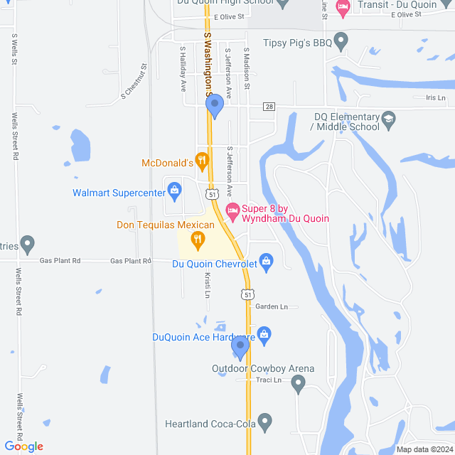 Map of veterinarians in Du Quoin, IL