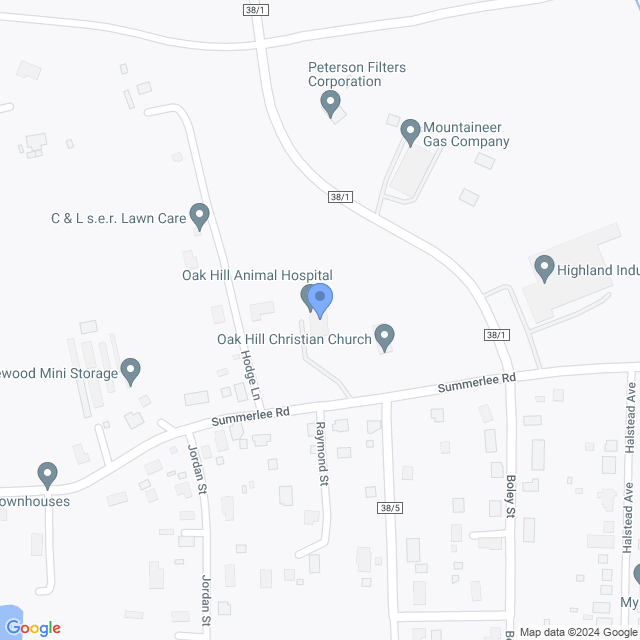Map of veterinarians in Oak Hill, WV