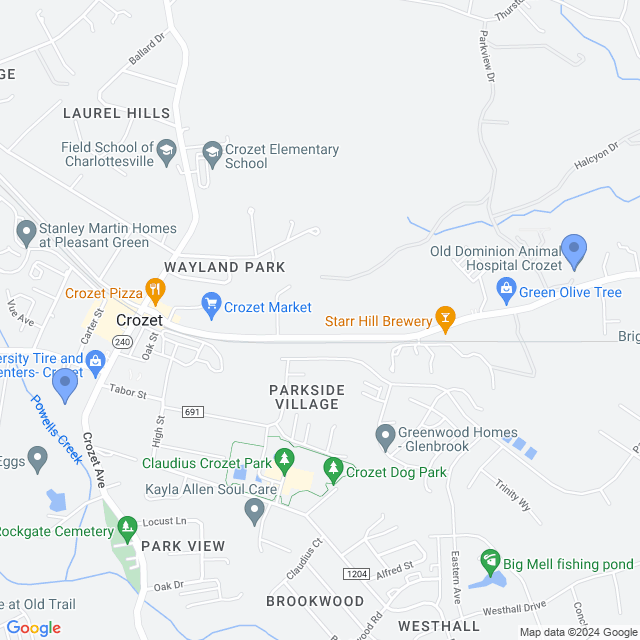 Map of veterinarians in Crozet, VA