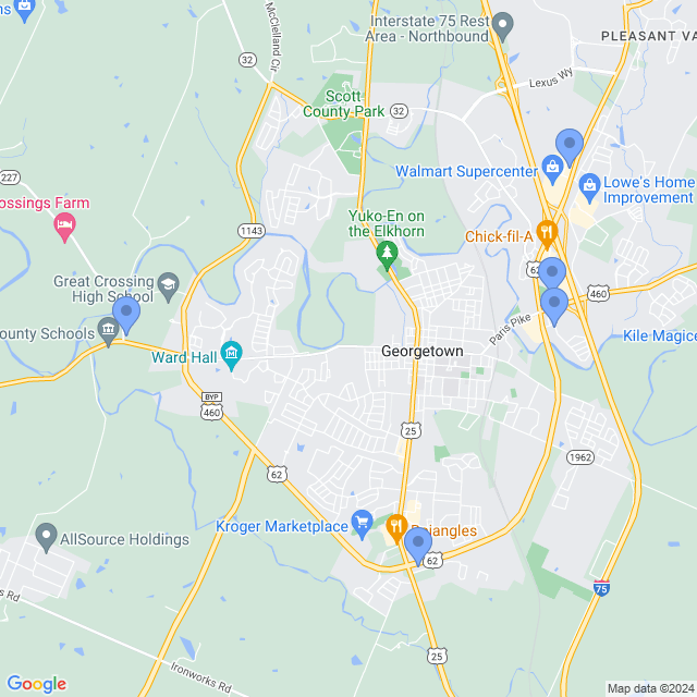 Map of veterinarians in Georgetown, KY
