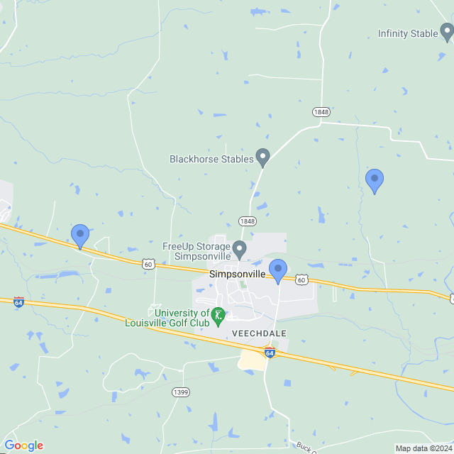 Map of veterinarians in Simpsonville, KY
