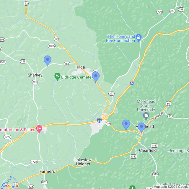 Map of veterinarians in Morehead, KY
