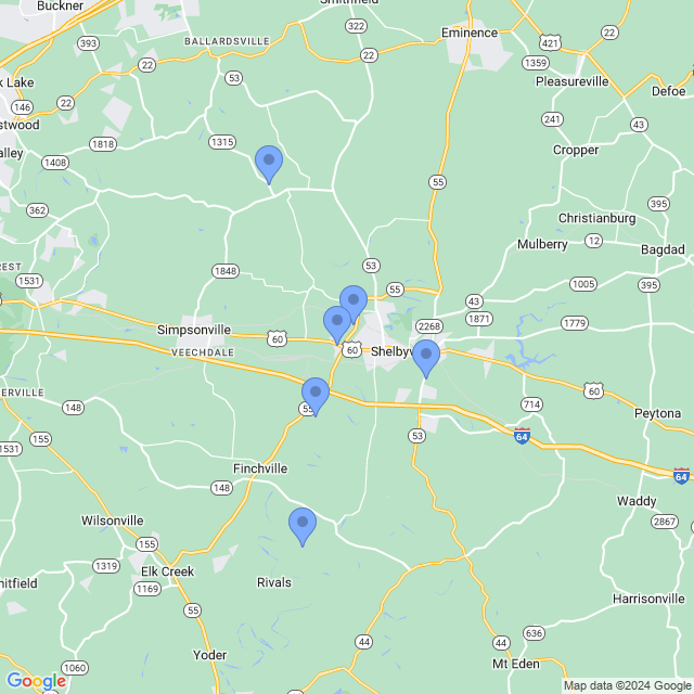 Map of veterinarians in Shelbyville, KY