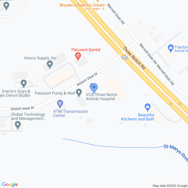 Map of veterinarians in Hollywood, MD