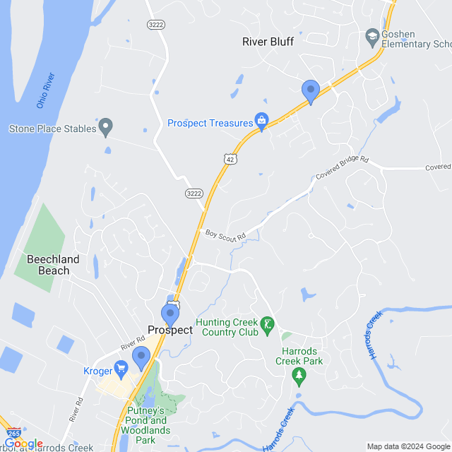 Map of veterinarians in Prospect, KY