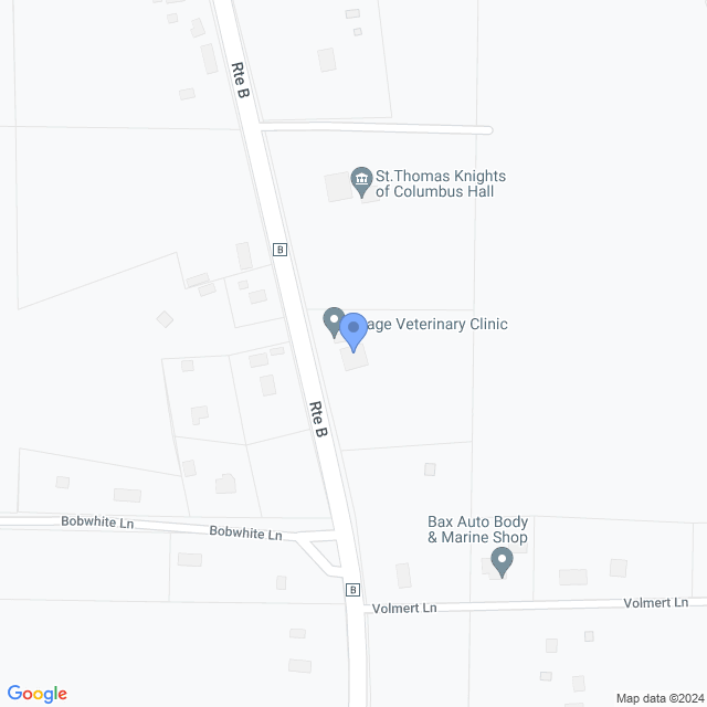 Map of veterinarians in St Thomas, MO