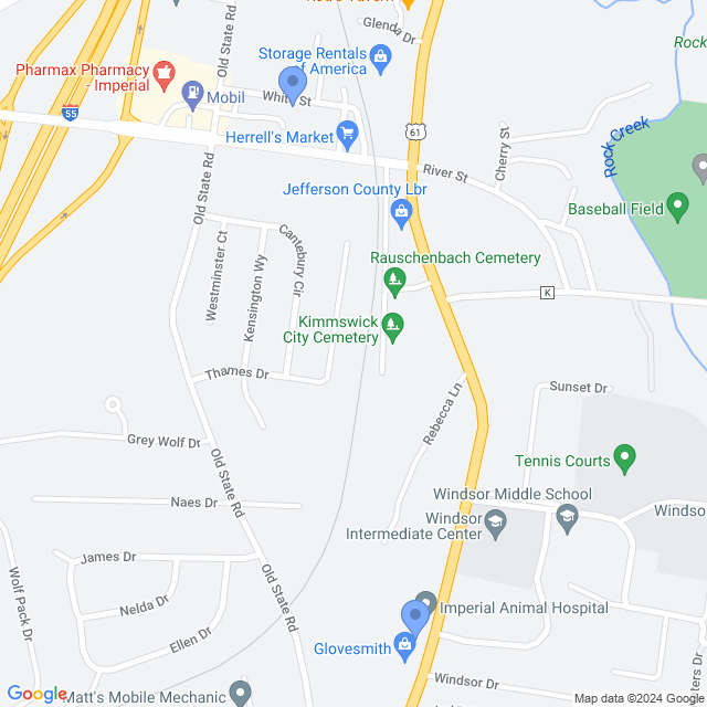 Map of veterinarians in Imperial, MO