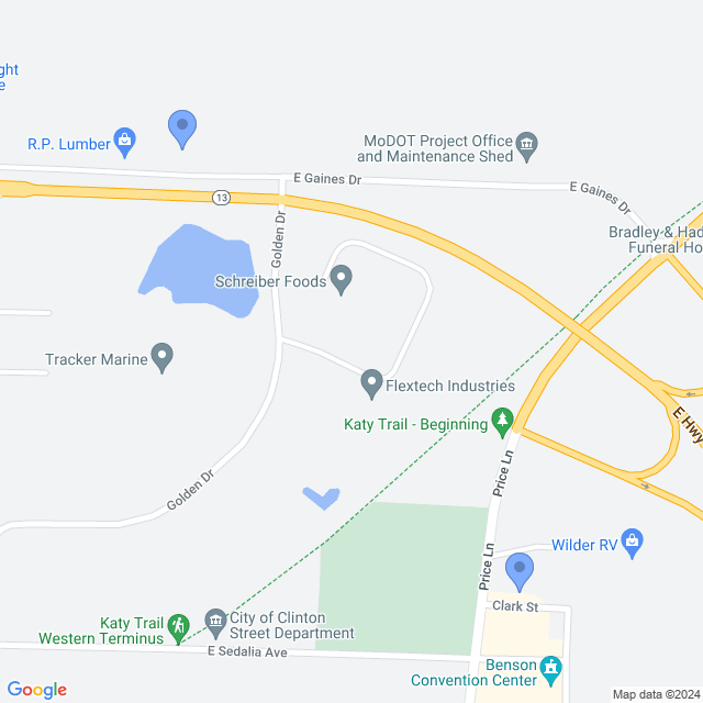 Map of veterinarians in Clinton, MO