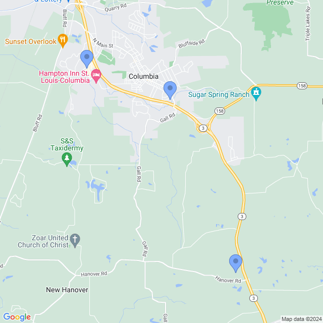 Map of veterinarians in Columbia, IL