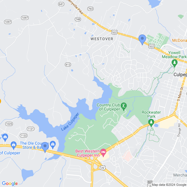 Map of veterinarians in Culpeper, VA