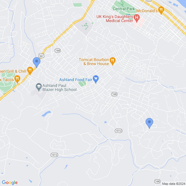 Map of veterinarians in Ashland, KY