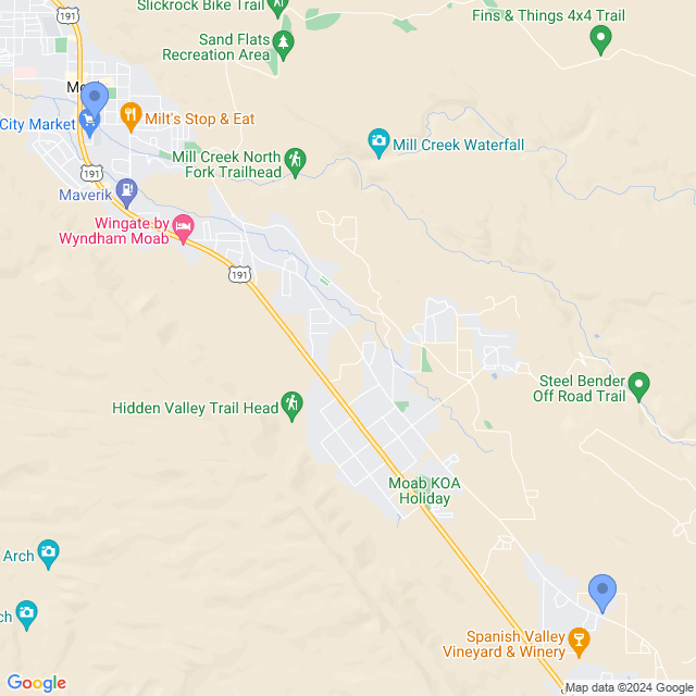 Map of veterinarians in Moab, UT