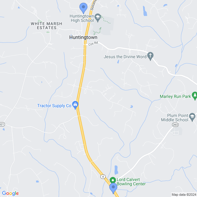 Map of veterinarians in Huntingtown, MD