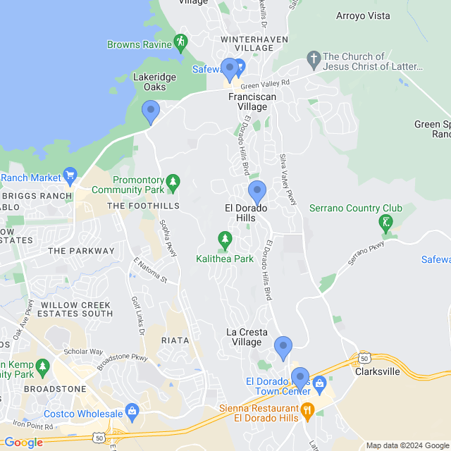 Map of veterinarians in El Dorado Hills, CA