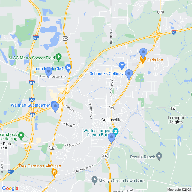 Map of veterinarians in Collinsville, IL