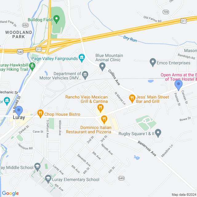 Map of veterinarians in Luray, VA