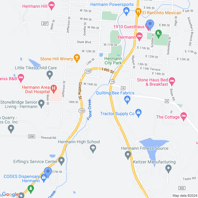 Map of veterinarians in Hermann, MO