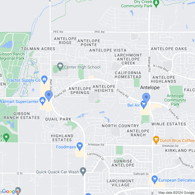 Map of veterinarians in Antelope, CA
