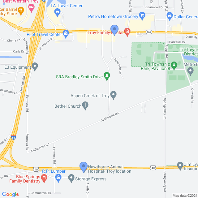 Map of veterinarians in Troy, IL