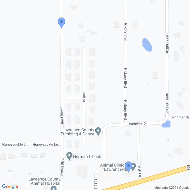Map of veterinarians in Lawrenceville, IL