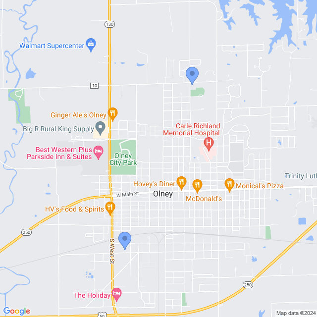Map of veterinarians in Olney, IL