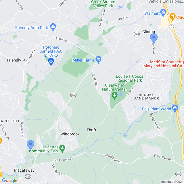 Map of veterinarians in Clinton, MD