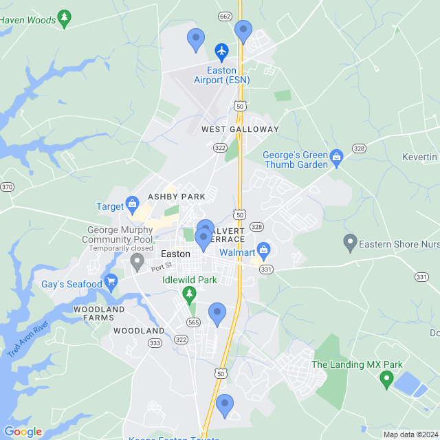 Map of veterinarians in Easton, MD