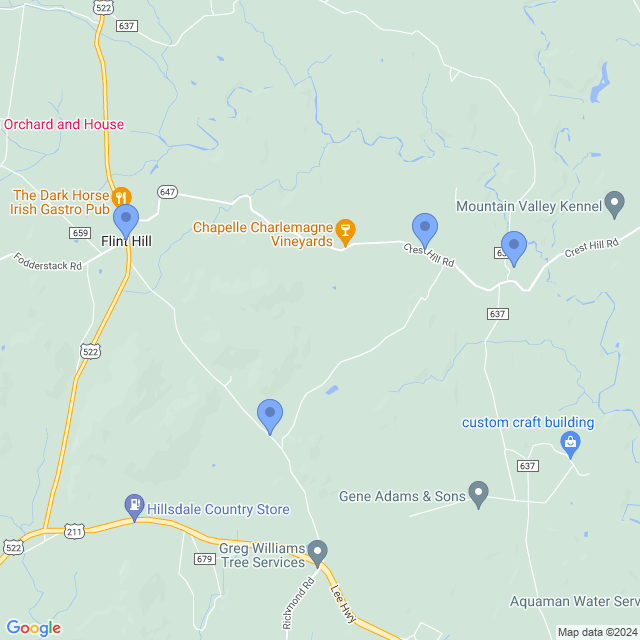 Map of veterinarians in Flint Hill, VA