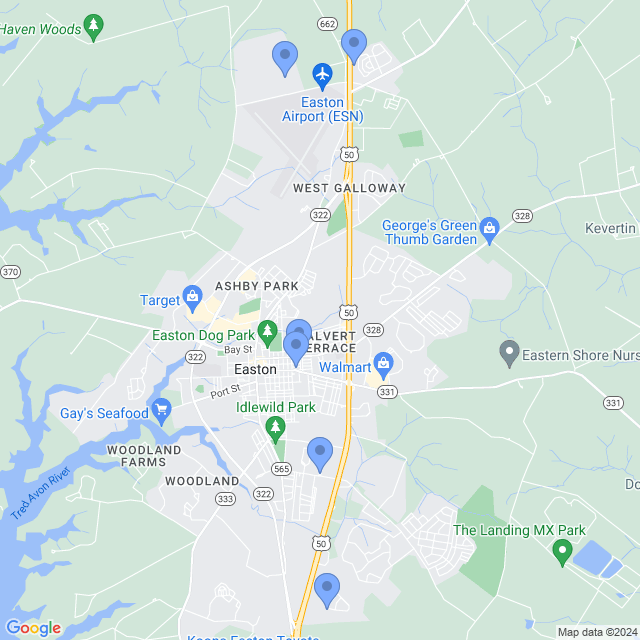 Map of veterinarians in Easton, MD