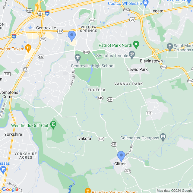 Map of veterinarians in Clifton, VA